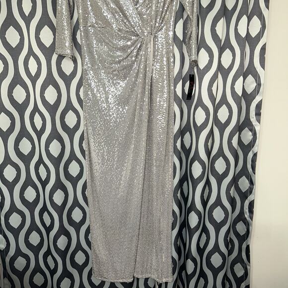 John Meyer JM Studio Dress Womens 8 Silver Sequin Party Cocktail Popover - Picture 5 of 16